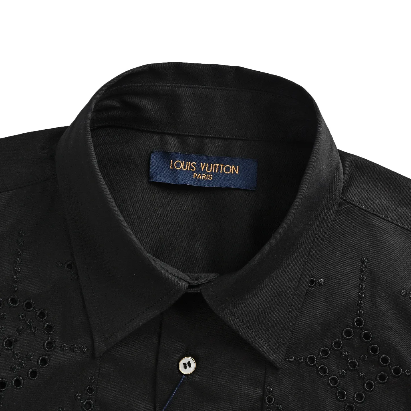 Louis Vuitton/Louis Vuitton presbyopic hollow embroidered short-sleeved shirt